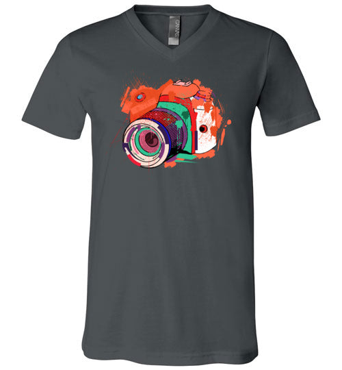 Watercolor Photographer Camera V-Neck