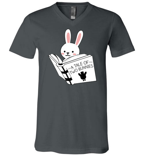 Bunny Reading Tale Of Two Bunnies V-Neck