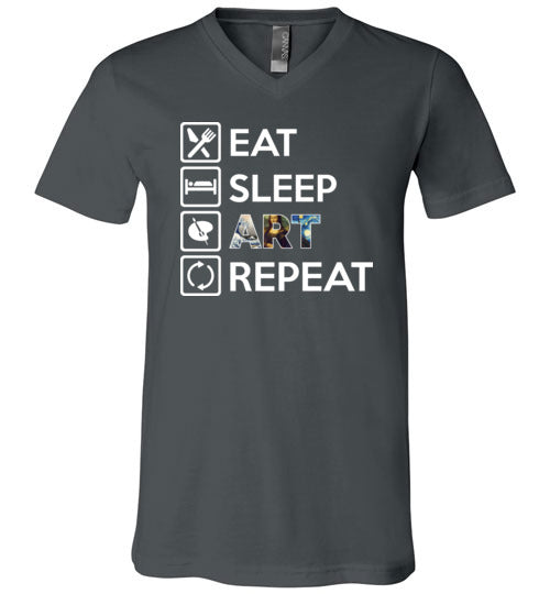 Eat Sleep Art Repeat V-Neck