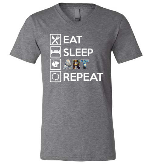 Eat Sleep Art Repeat V-Neck