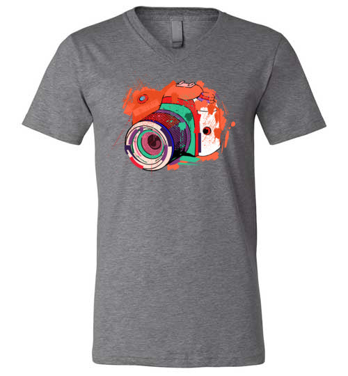 Watercolor Photographer Camera V-Neck