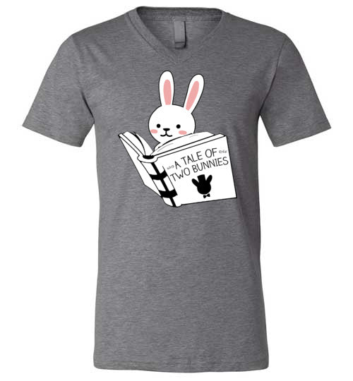 Bunny Reading Tale Of Two Bunnies V-Neck