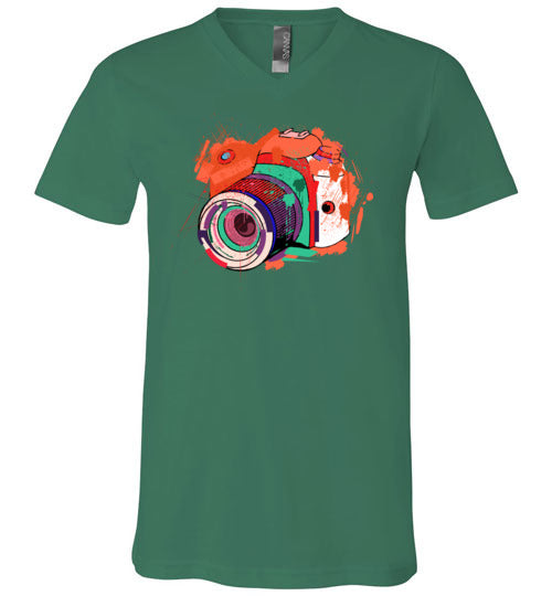 Watercolor Photographer Camera V-Neck