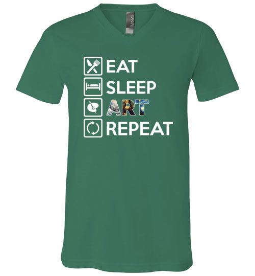 Eat Sleep Art Repeat V-Neck