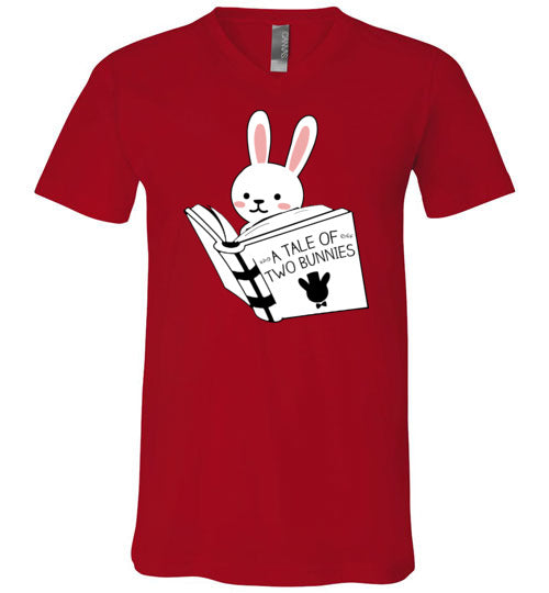 Bunny Reading Tale Of Two Bunnies V-Neck