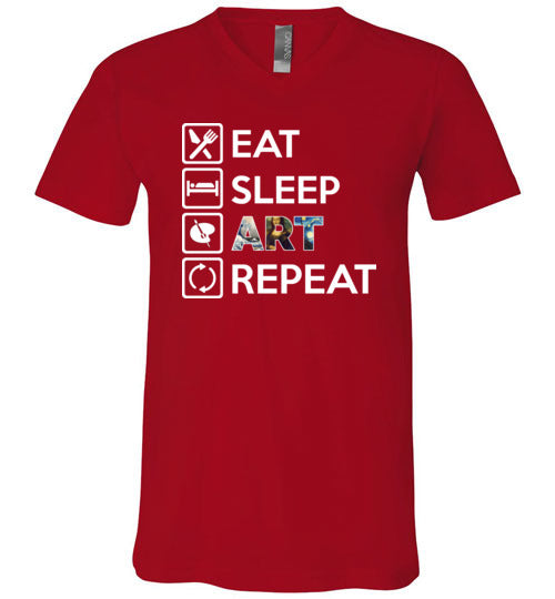 Eat Sleep Art Repeat V-Neck