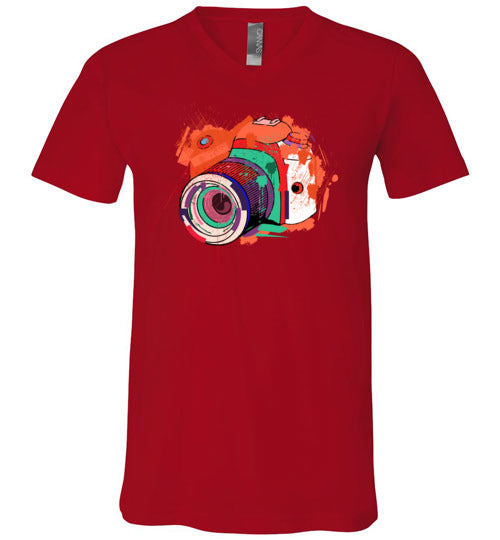 Watercolor Photographer Camera V-Neck