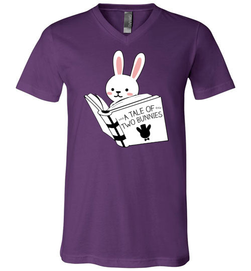 Bunny Reading Tale Of Two Bunnies V-Neck