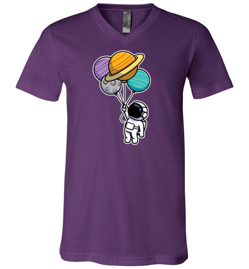 Astronaut Floating Balloons V-Neck