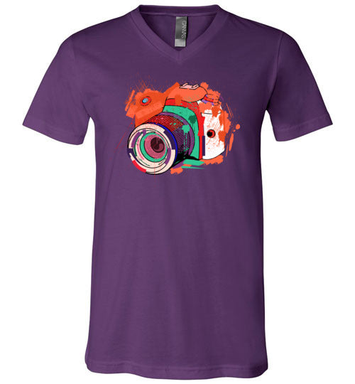 Watercolor Photographer Camera V-Neck