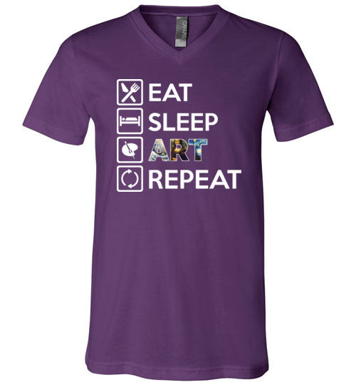 Eat Sleep Art Repeat V-Neck