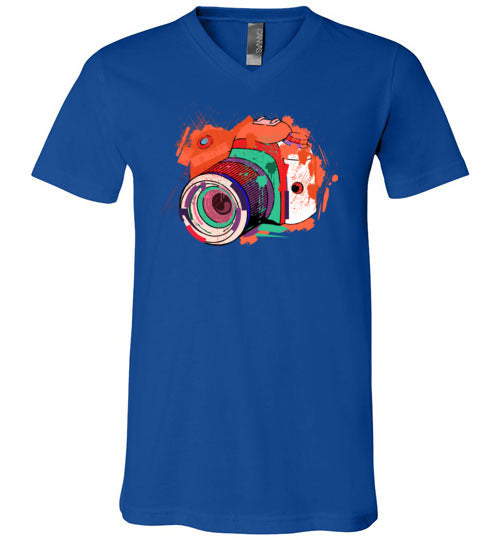 Watercolor Photographer Camera V-Neck