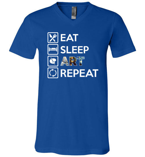 Eat Sleep Art Repeat V-Neck