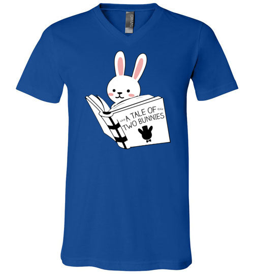 Bunny Reading Tale Of Two Bunnies V-Neck
