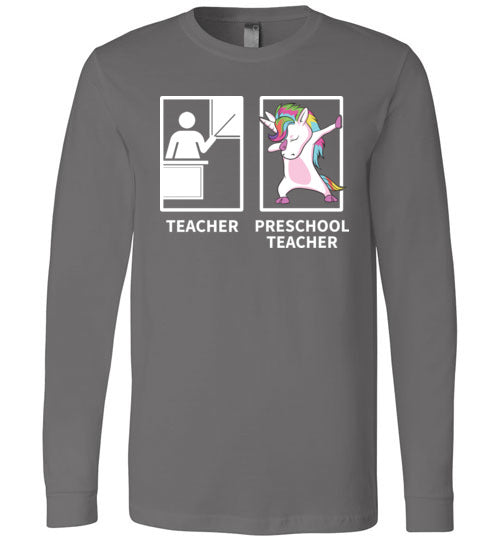 Dabbing Unicorn Preschool Teacher Long Sleeve