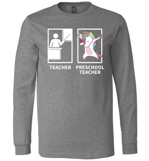 Dabbing Unicorn Preschool Teacher Long Sleeve
