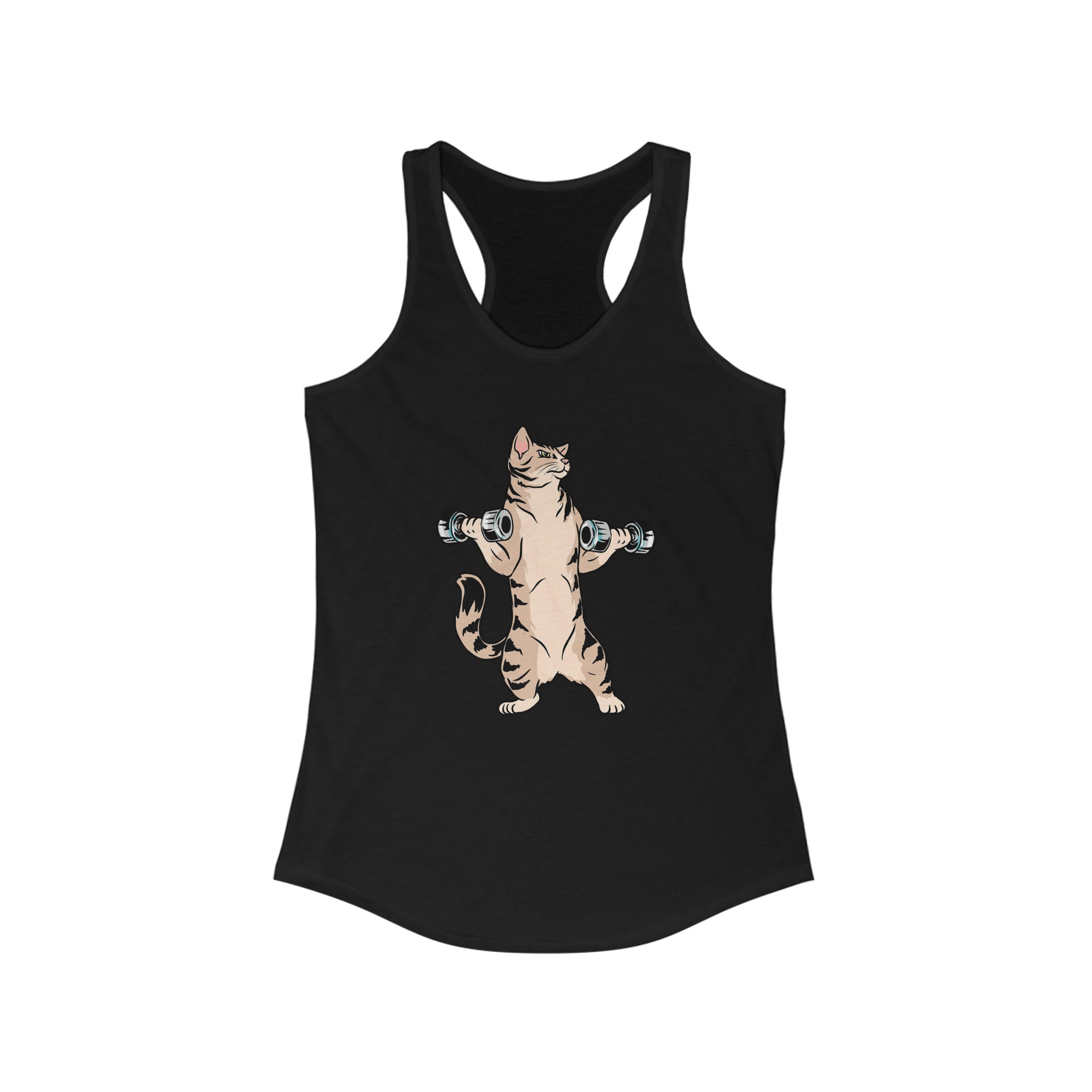 Weightlifting Cat Women's Ideal Racerback Tank AwkwardStyles