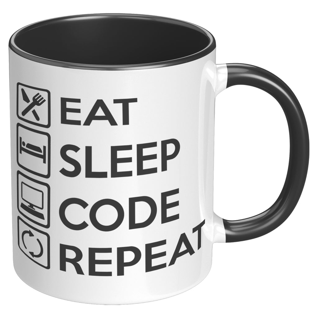 11OZ ACCENT MUG - Eat Sleep Code