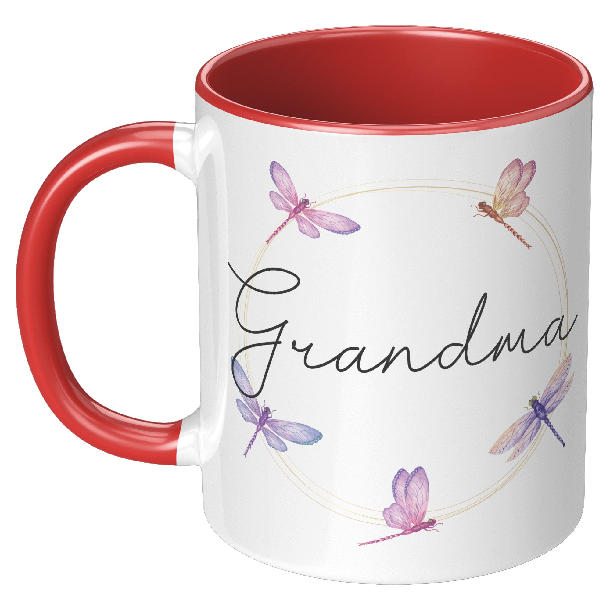 11oz Accent Mug - Dragonfly Grandma Name