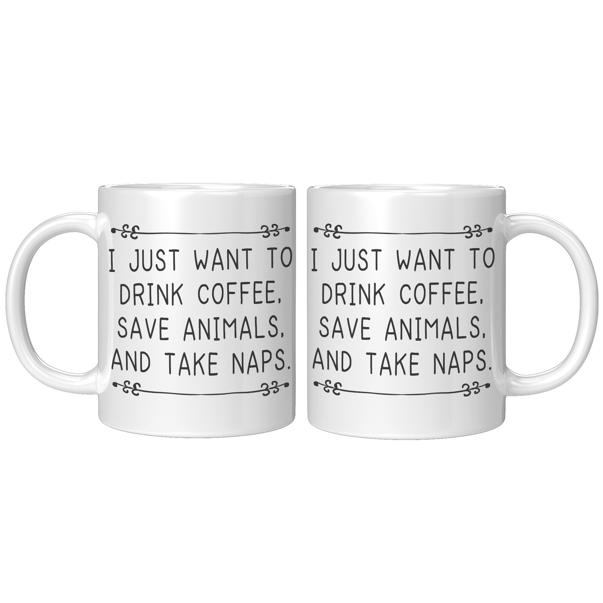 11oz Accent Mug - Drink Coffee Save Animals