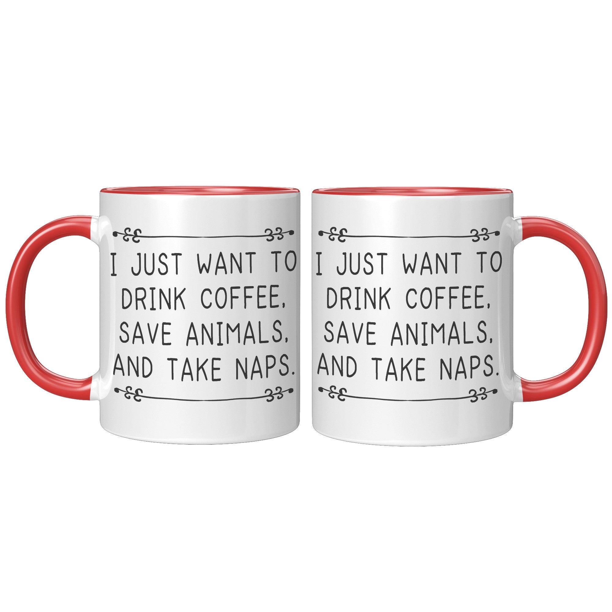 11oz Accent Mug - Drink Coffee Save Animals
