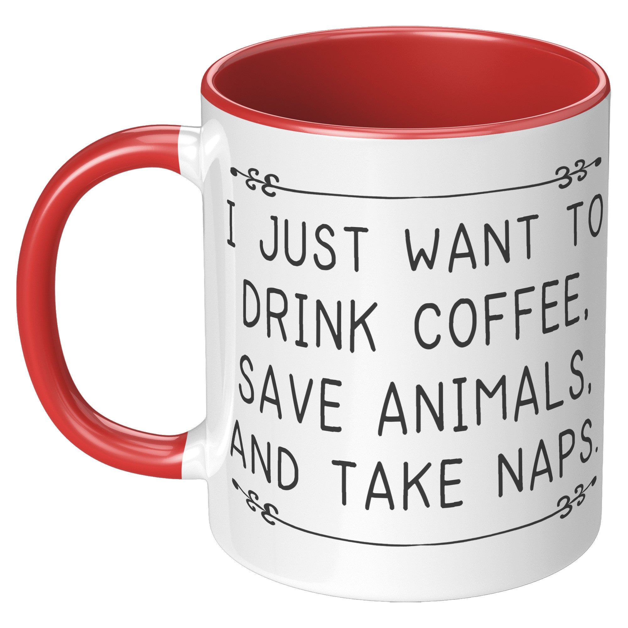 11oz Accent Mug - Drink Coffee Save Animals