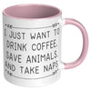 11oz Accent Mug - Drink Coffee Save Animals