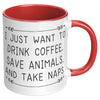 11oz Accent Mug - Drink Coffee Save Animals