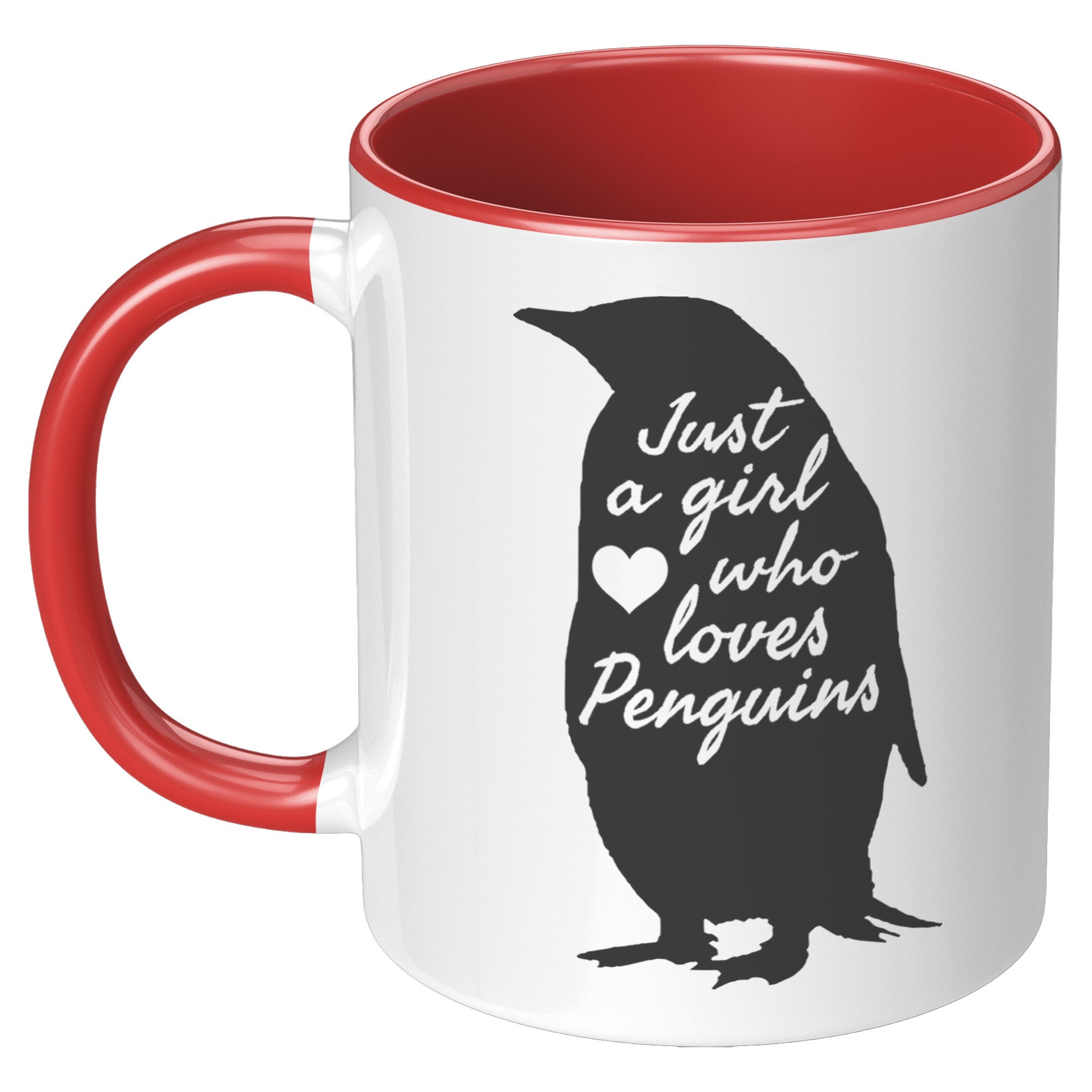 11oz Accent Mug - Just a Girl Who Loves Penguins