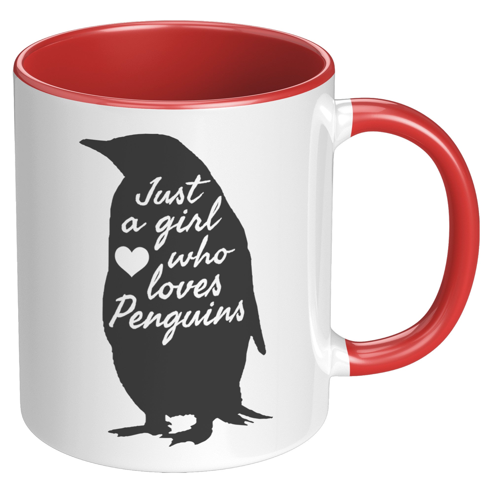 11oz Accent Mug - Just a Girl Who Loves Penguins