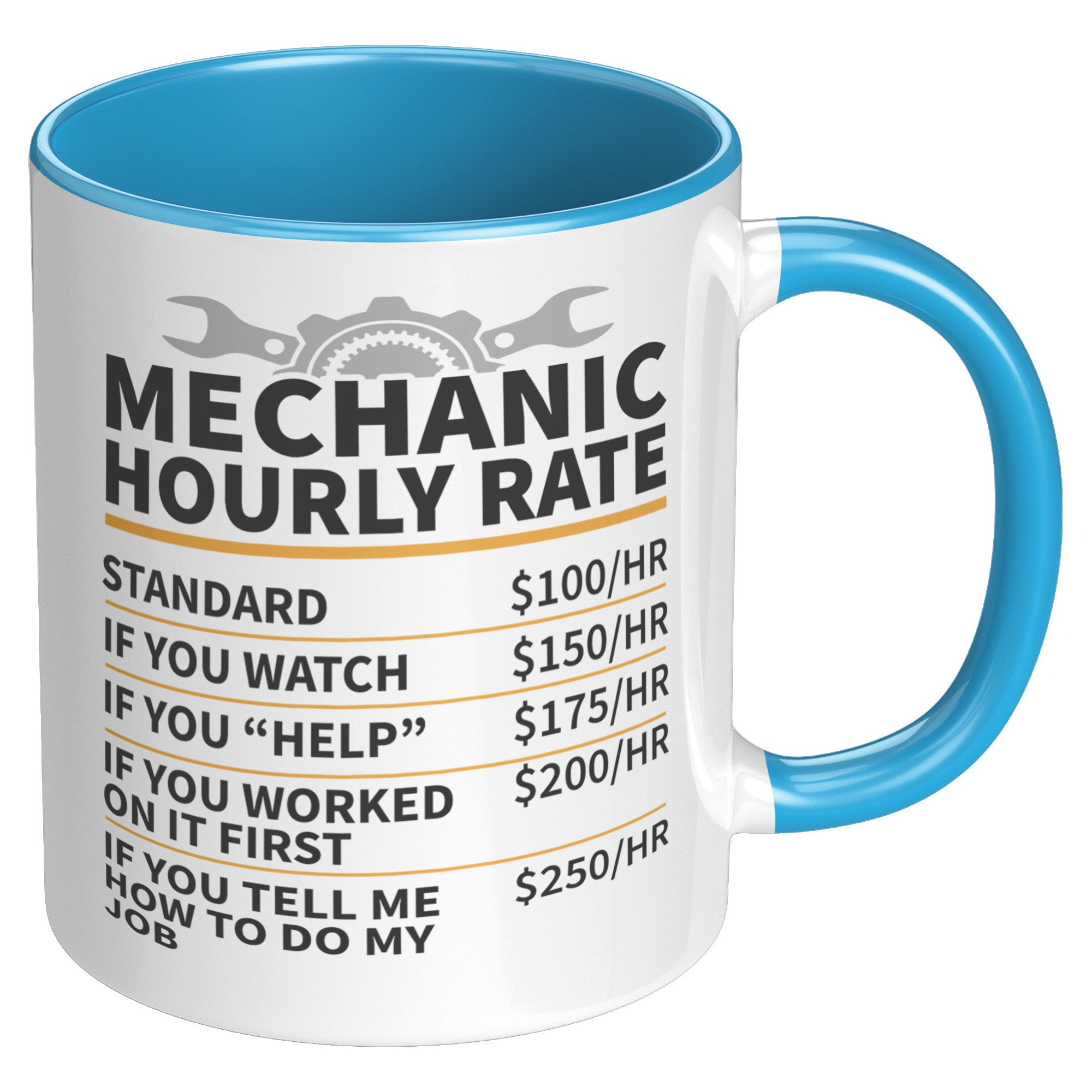 11oz Accent Mug - Mechanic Hourly Rate