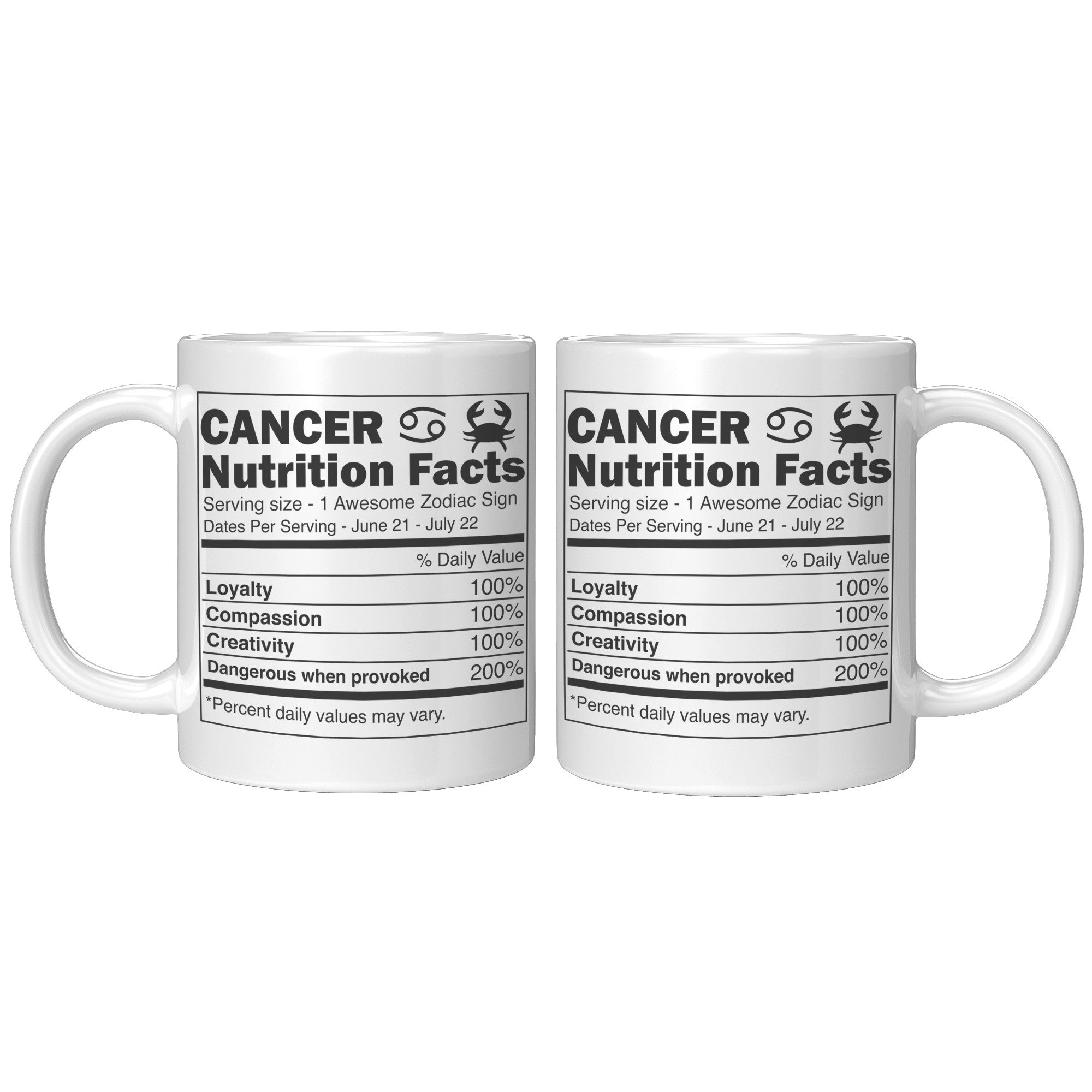 11oz White Mug - Cancer Nutrition Facts