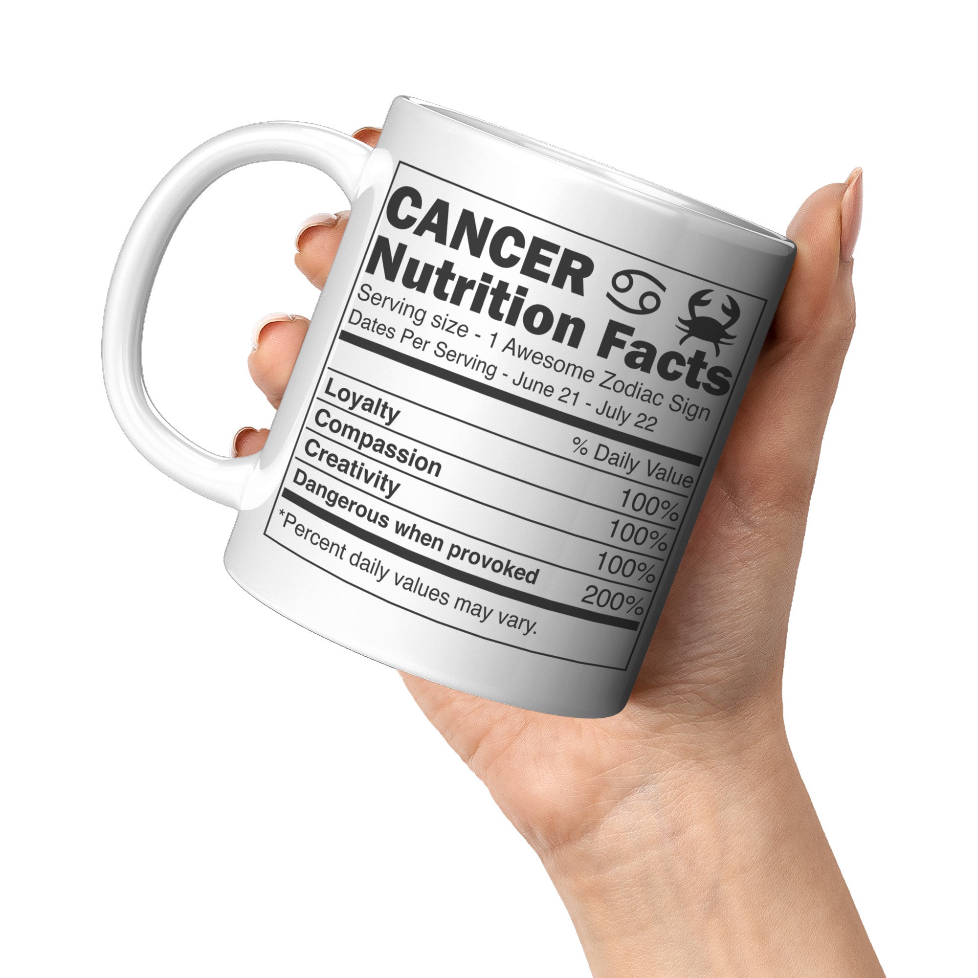 11oz White Mug - Cancer Nutrition Facts