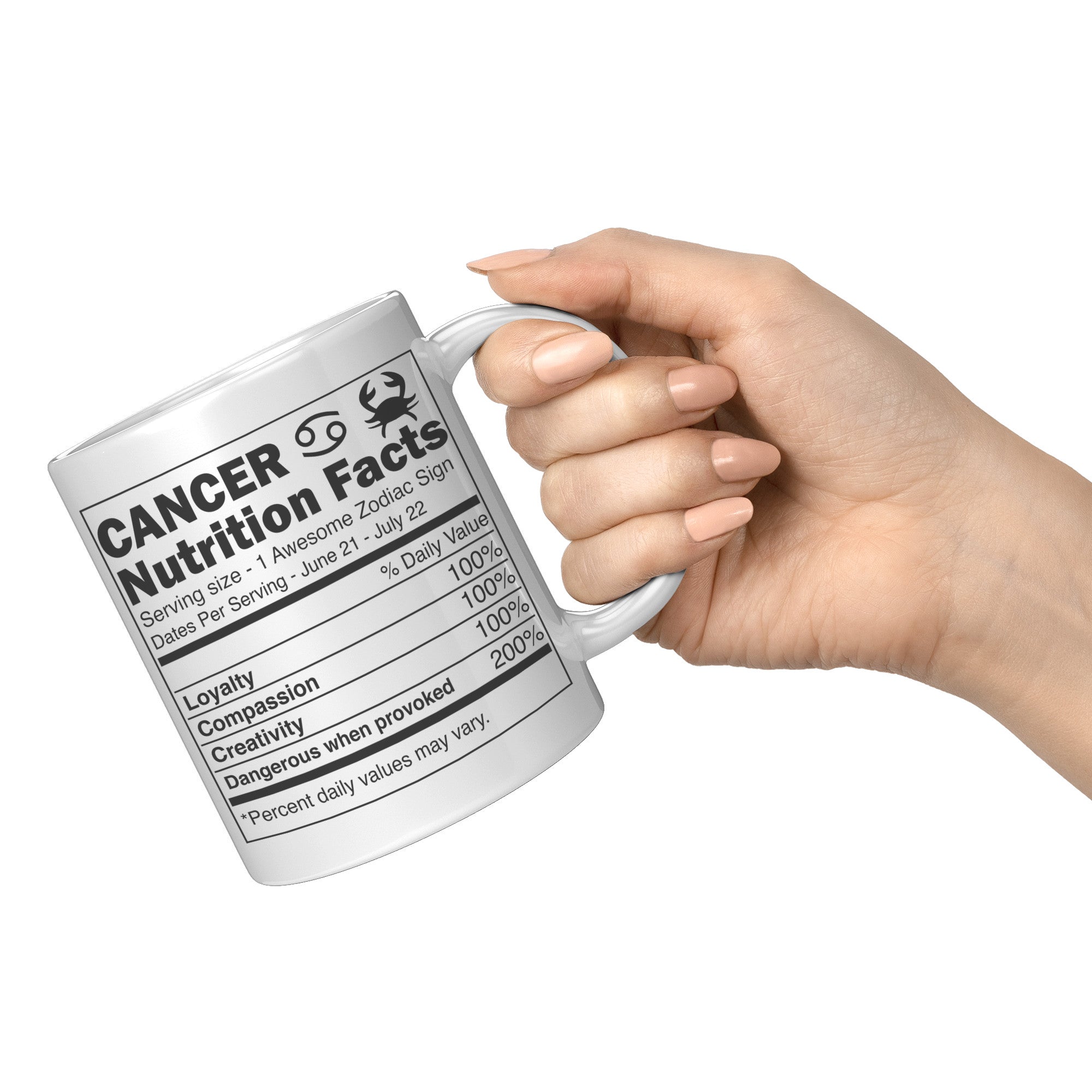 11oz White Mug - Cancer Nutrition Facts