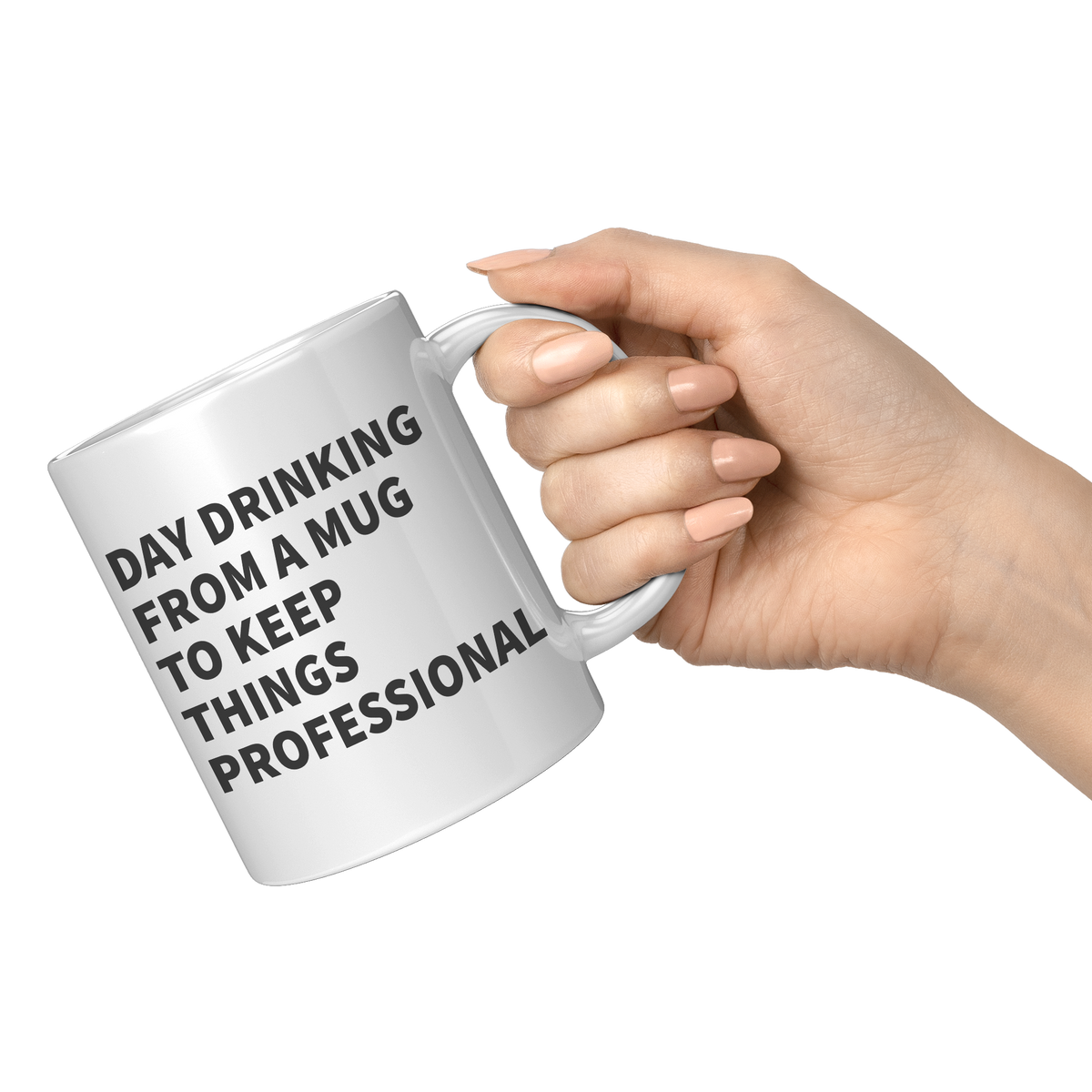 11oz_White_Mug_-_Day_Drinking_Profession_11oz_White_RH_Model_Mockup.png
