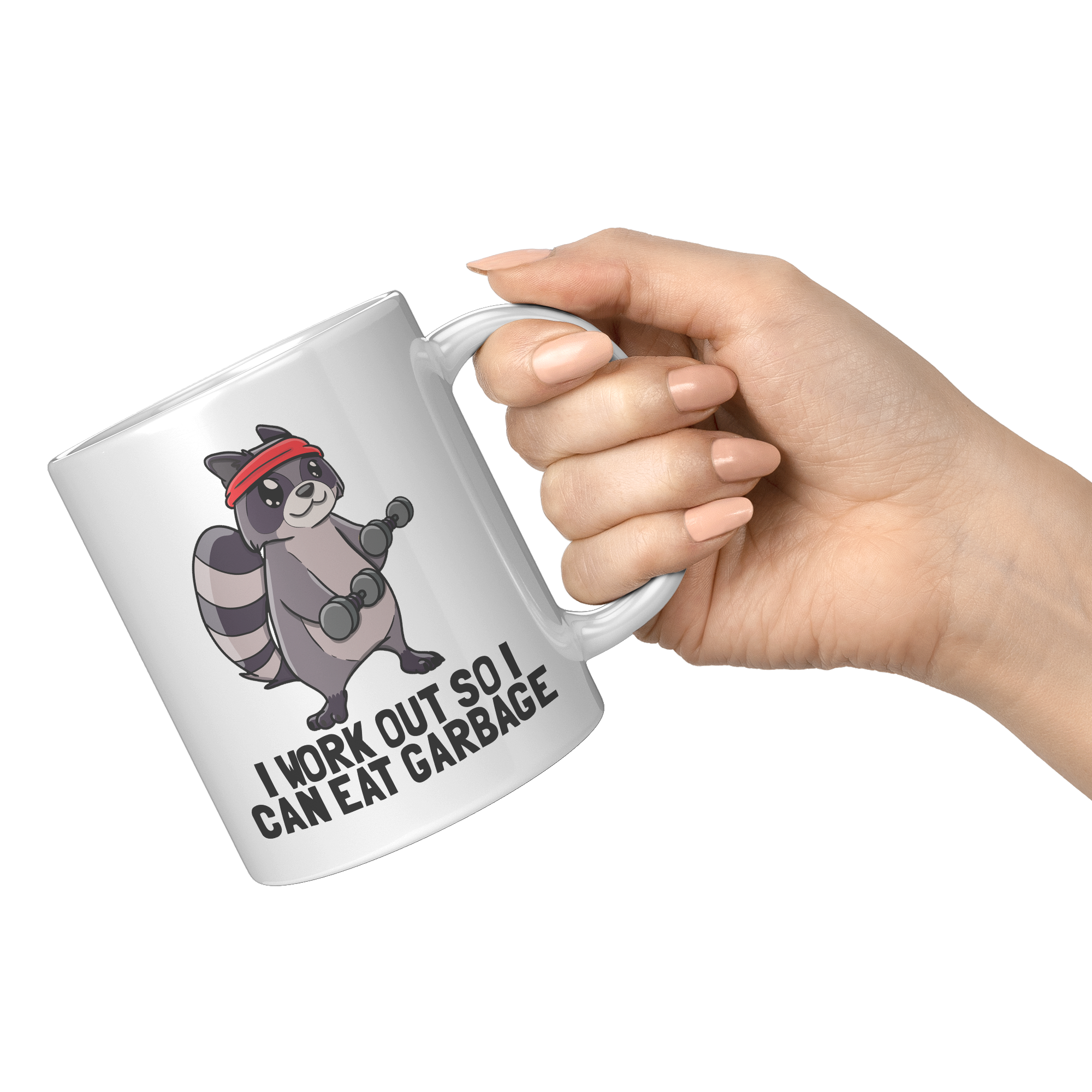 11oz_White_Mug_-_Raccoon_Workout_Eat_Gar_11oz_White_RH_Model_Mockup.png_15353923