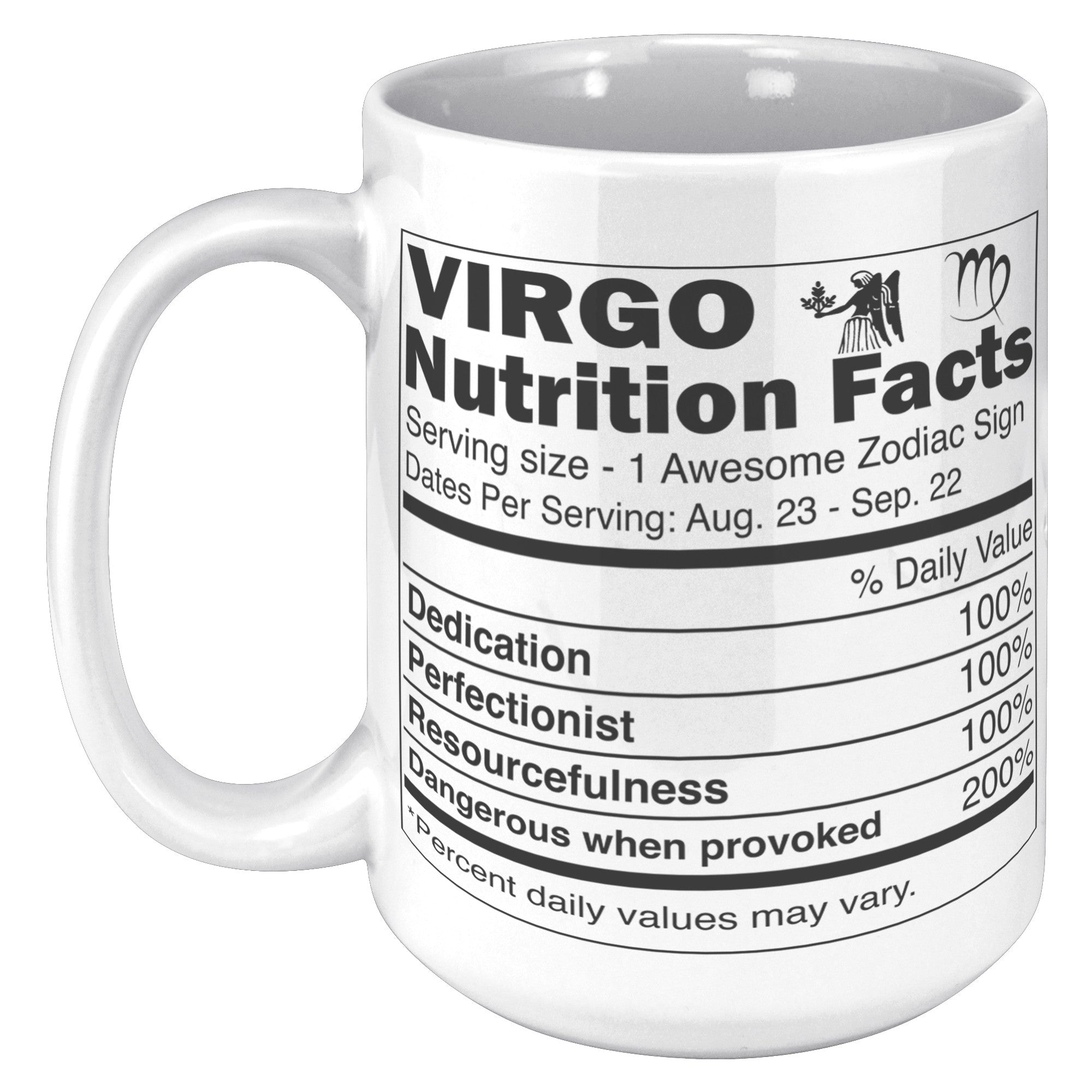 15 Oz White Mug - Virgo Nutrition Facts