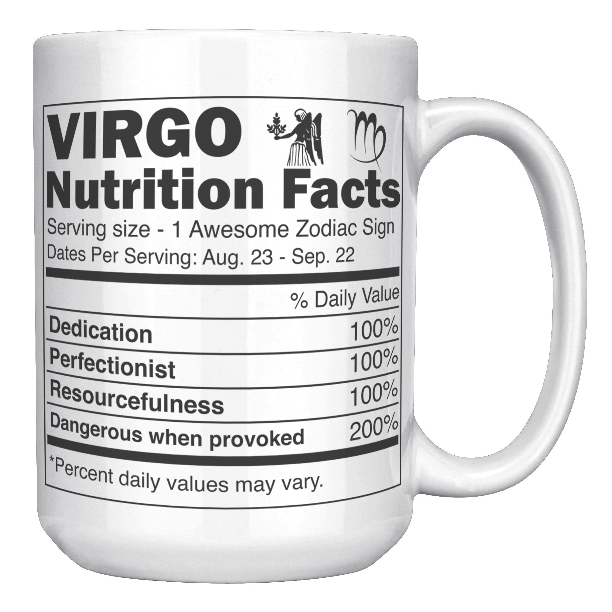 15 Oz White Mug - Virgo Nutrition Facts