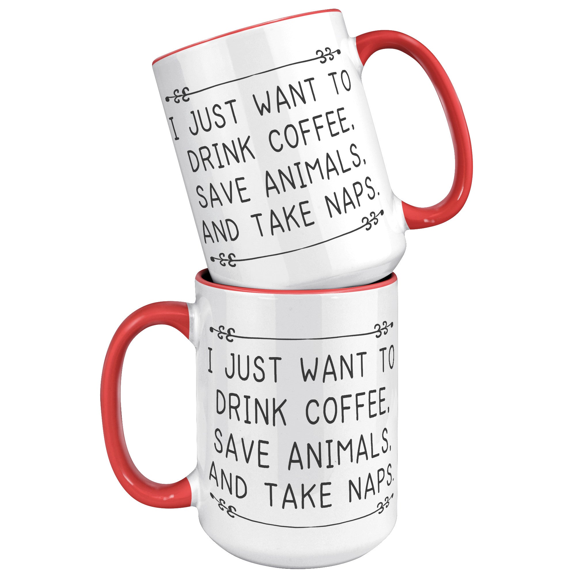 15oz Accent Mug - Drink Coffee Save Animals