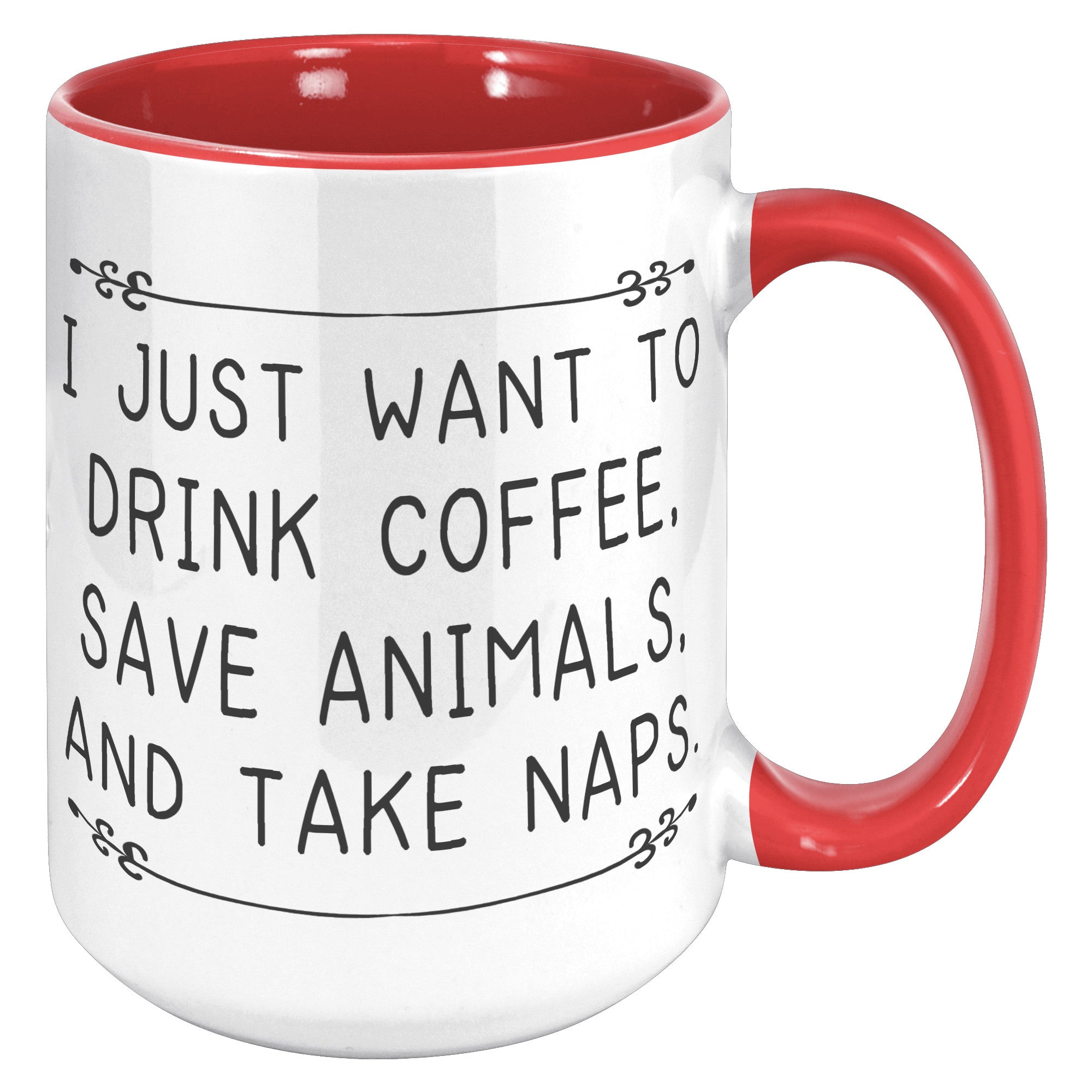 15oz Accent Mug - Drink Coffee Save Animals