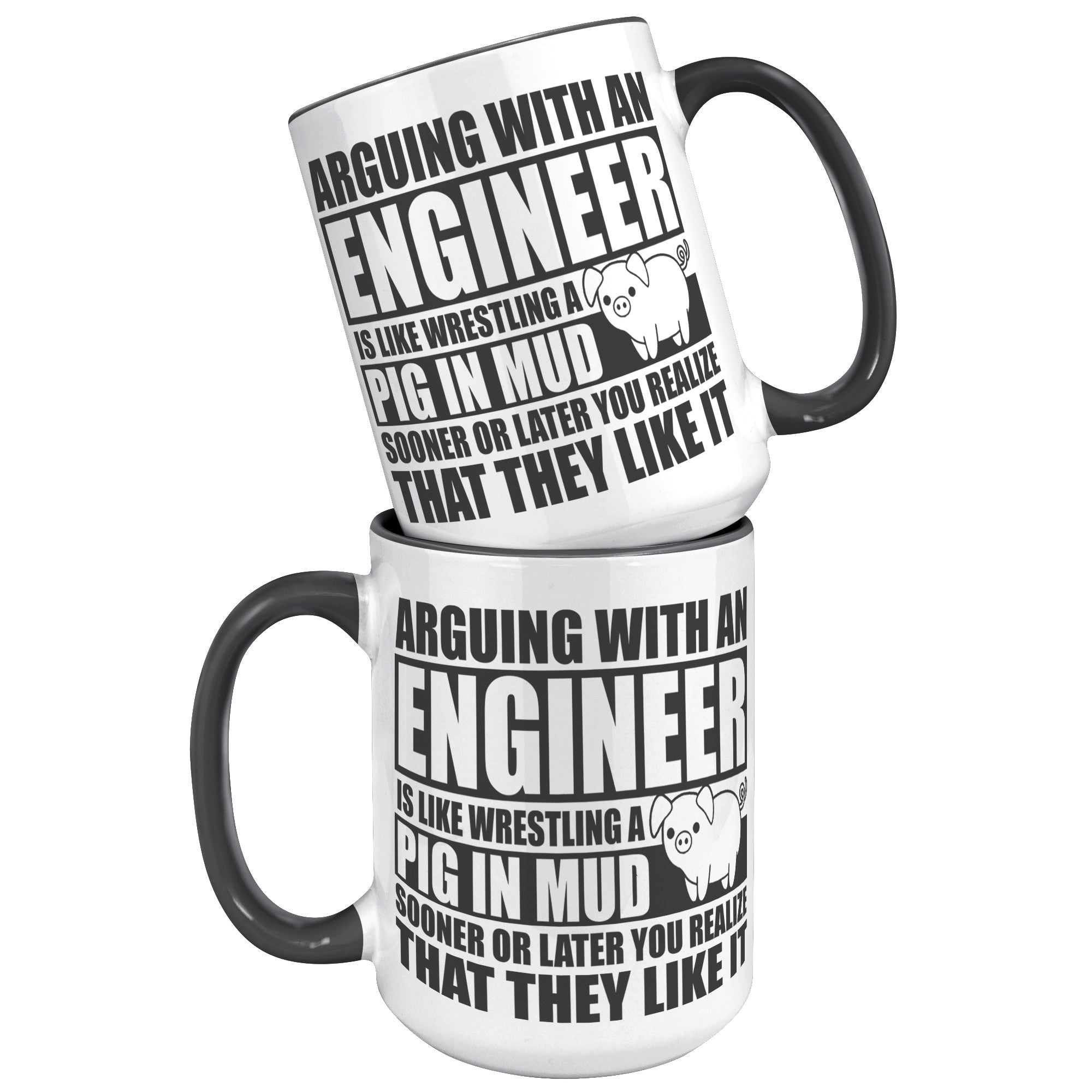 15oz Accent Mug - Engineer Pig In Mud
