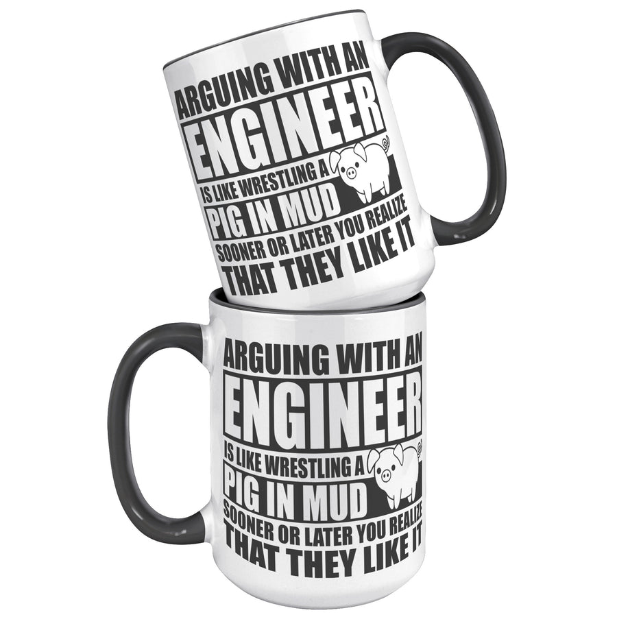 15oz Accent Mug - Engineer Pig In Mud