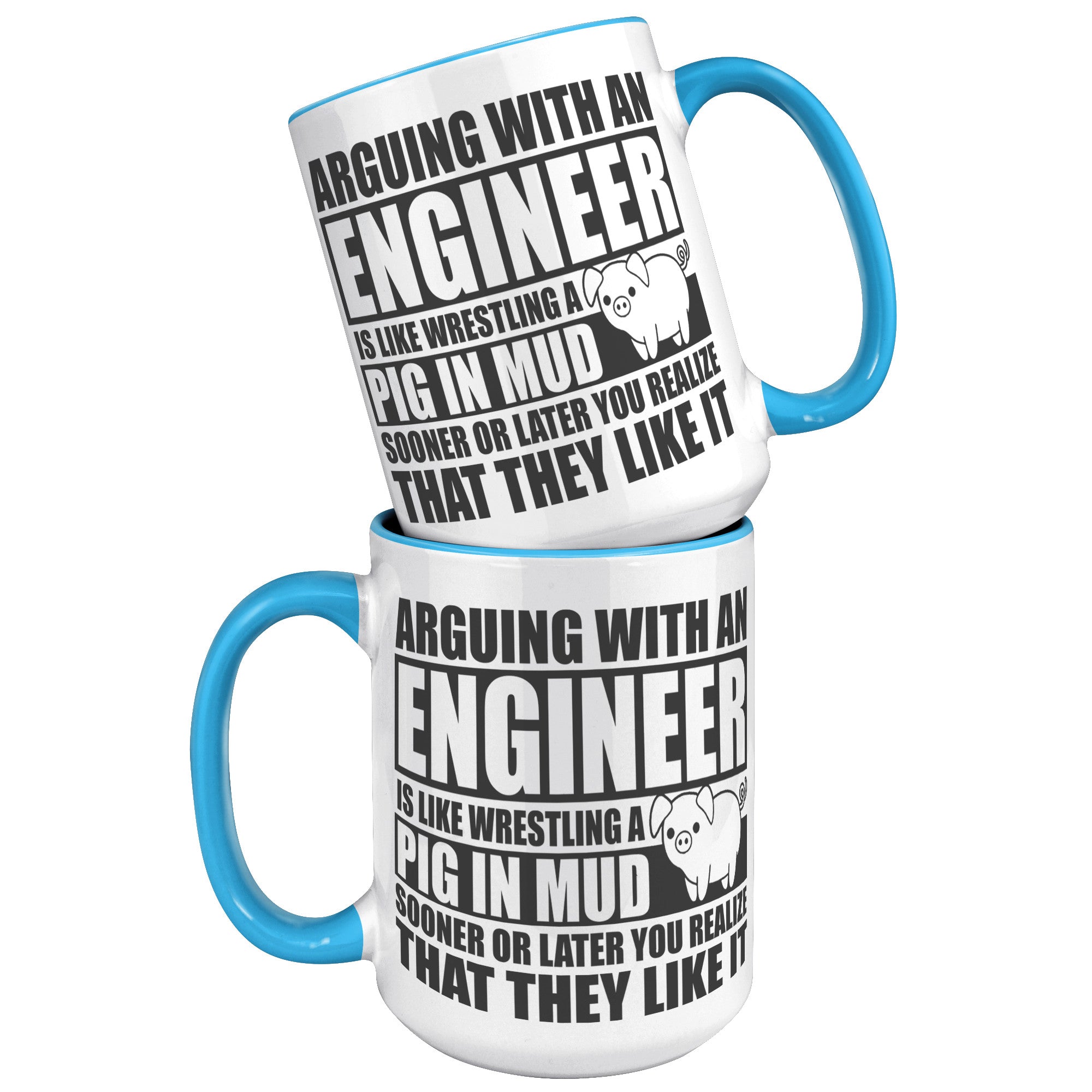 15oz Accent Mug - Engineer Pig In Mud