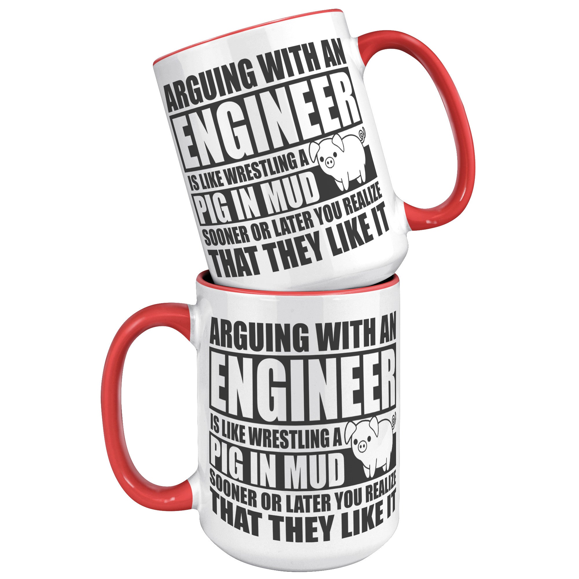 15oz Accent Mug - Engineer Pig In Mud