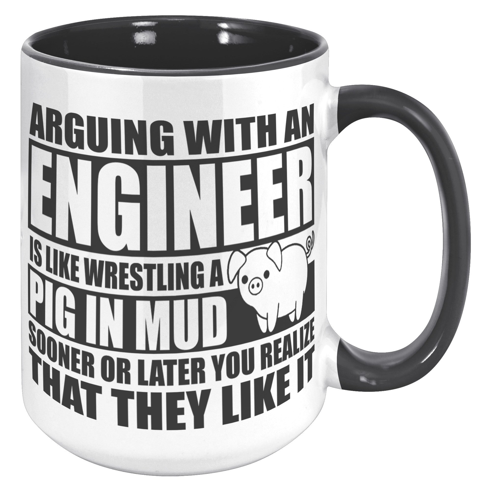 15oz Accent Mug - Engineer Pig In Mud