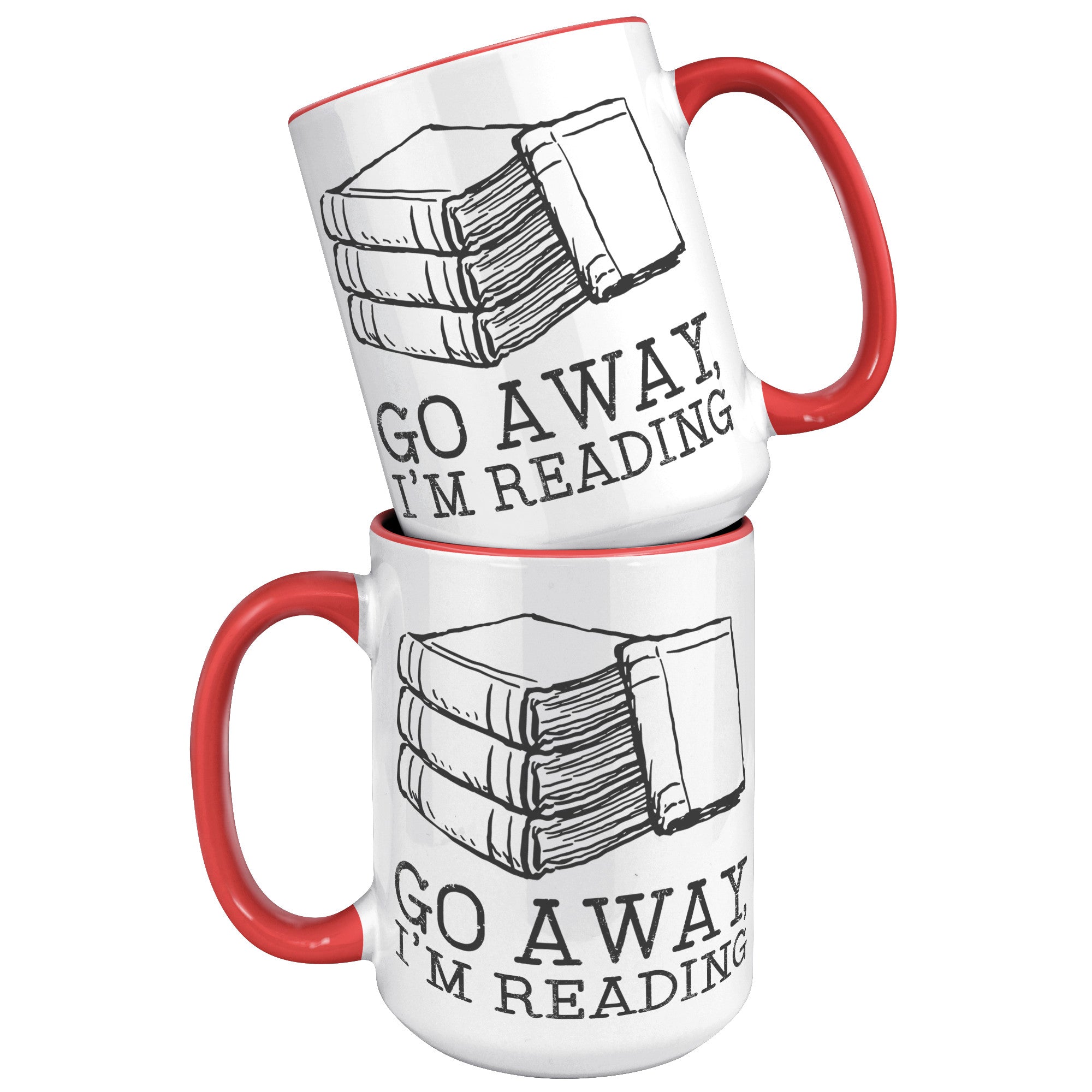 15oz Accent Mug - Go Away I'm Reading