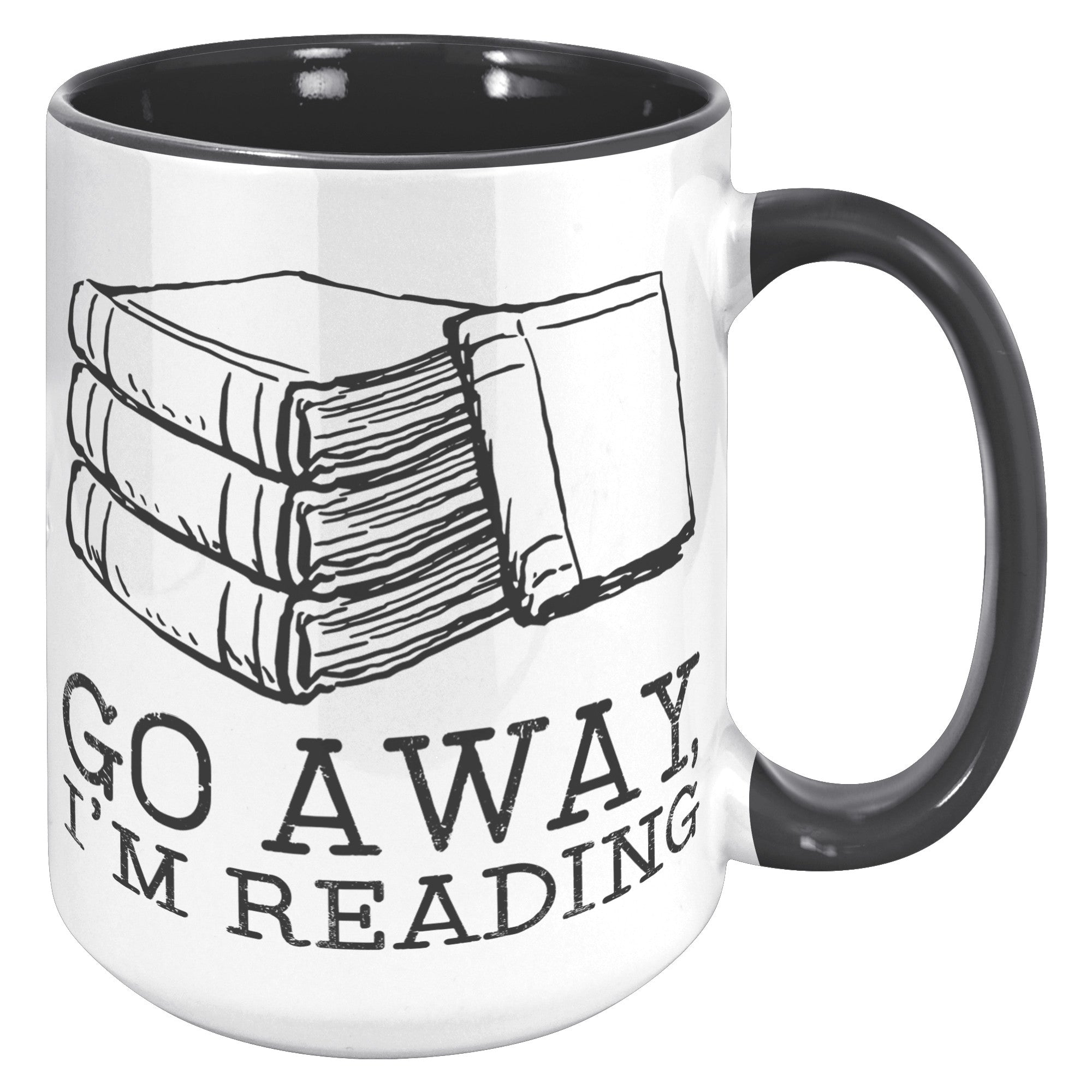 15oz Accent Mug - Go Away I'm Reading