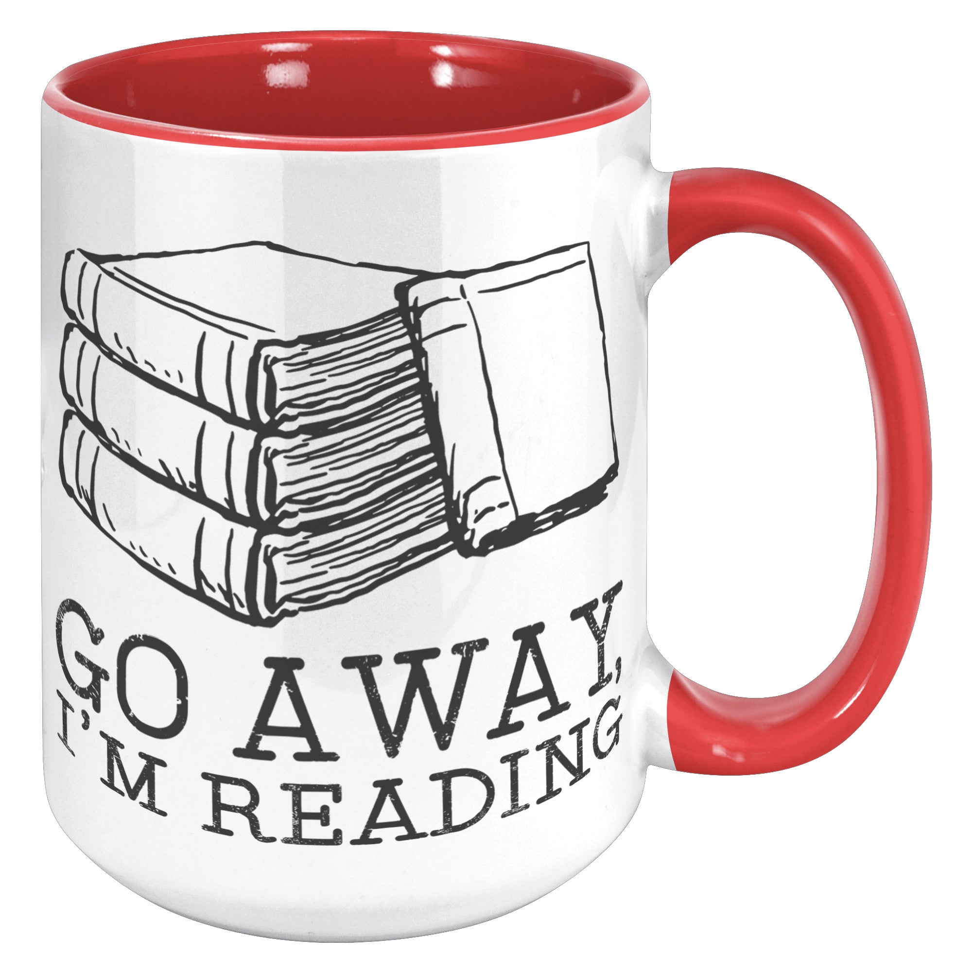 15oz Accent Mug - Go Away I'm Reading