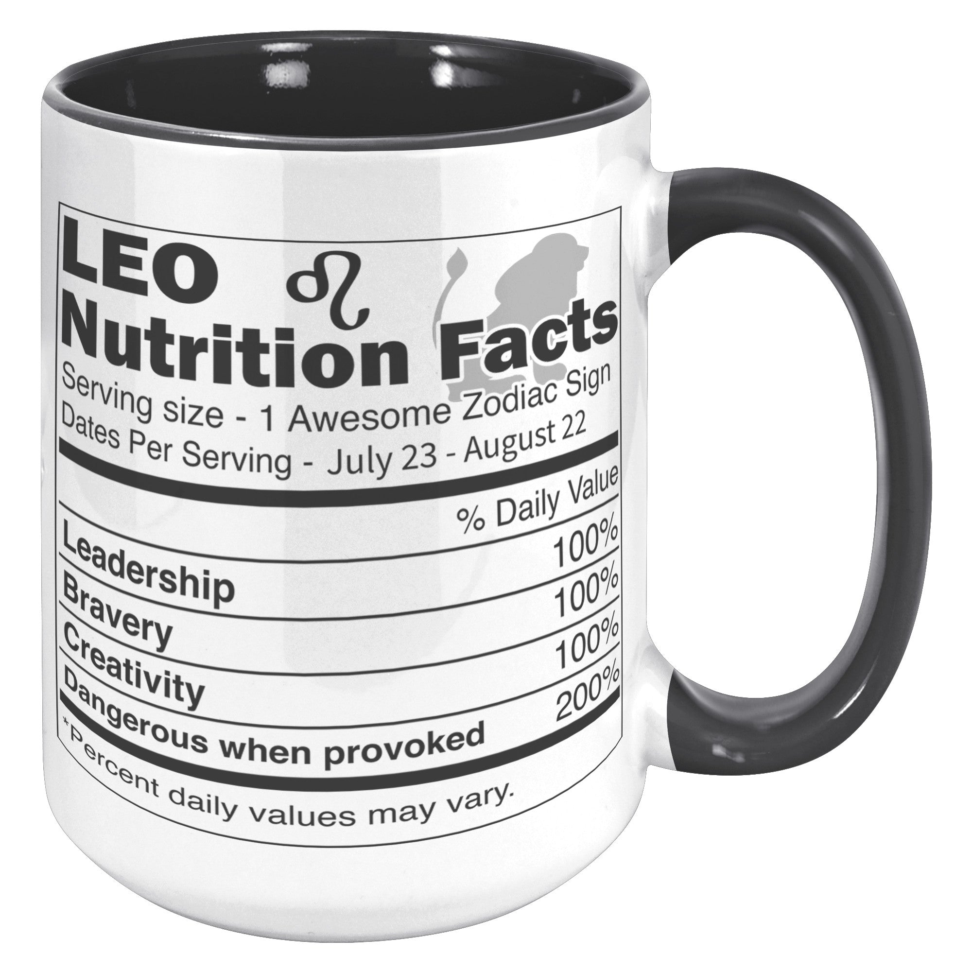 15oz Accent Mug - Leo Nutrition Facts