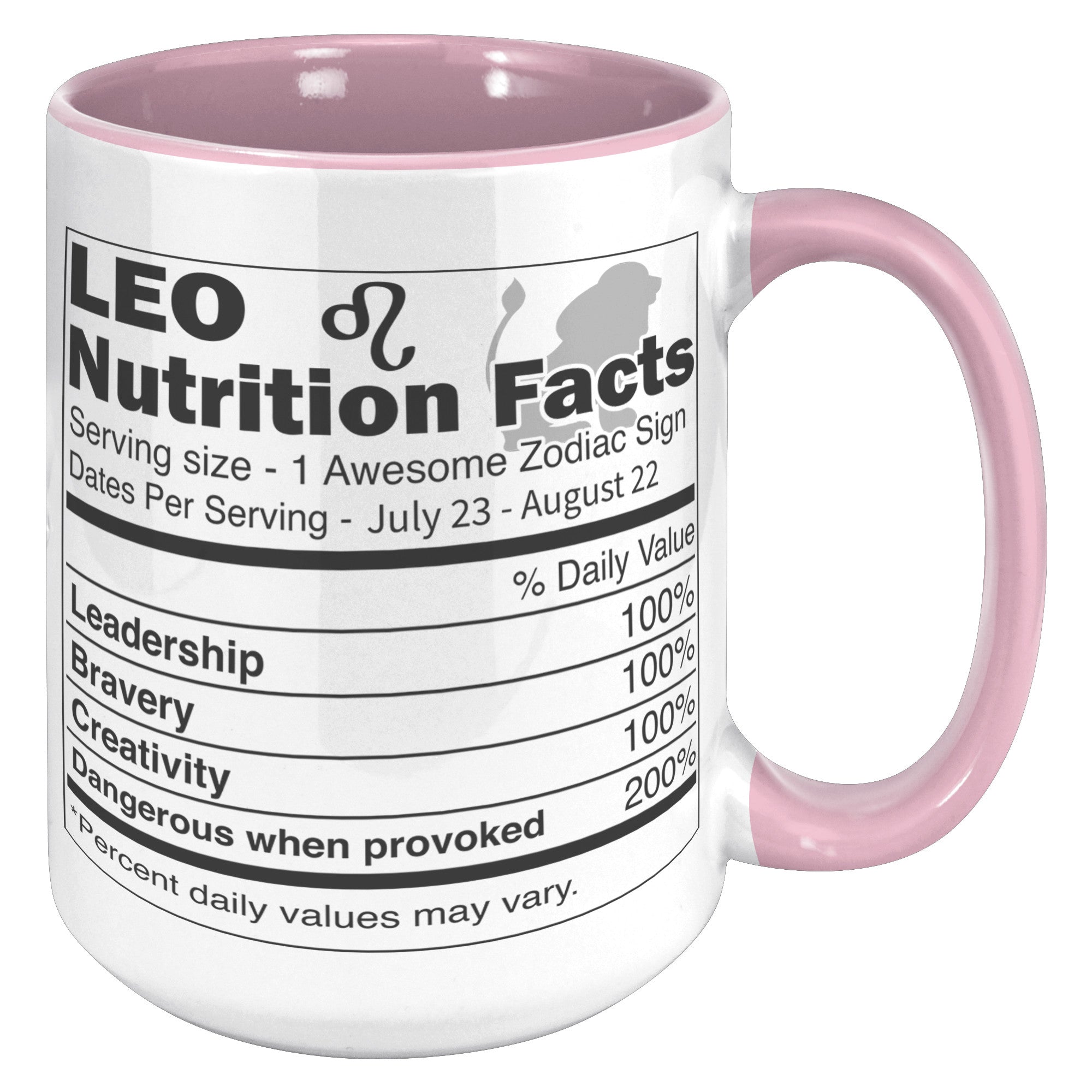 15oz Accent Mug - Leo Nutrition Facts